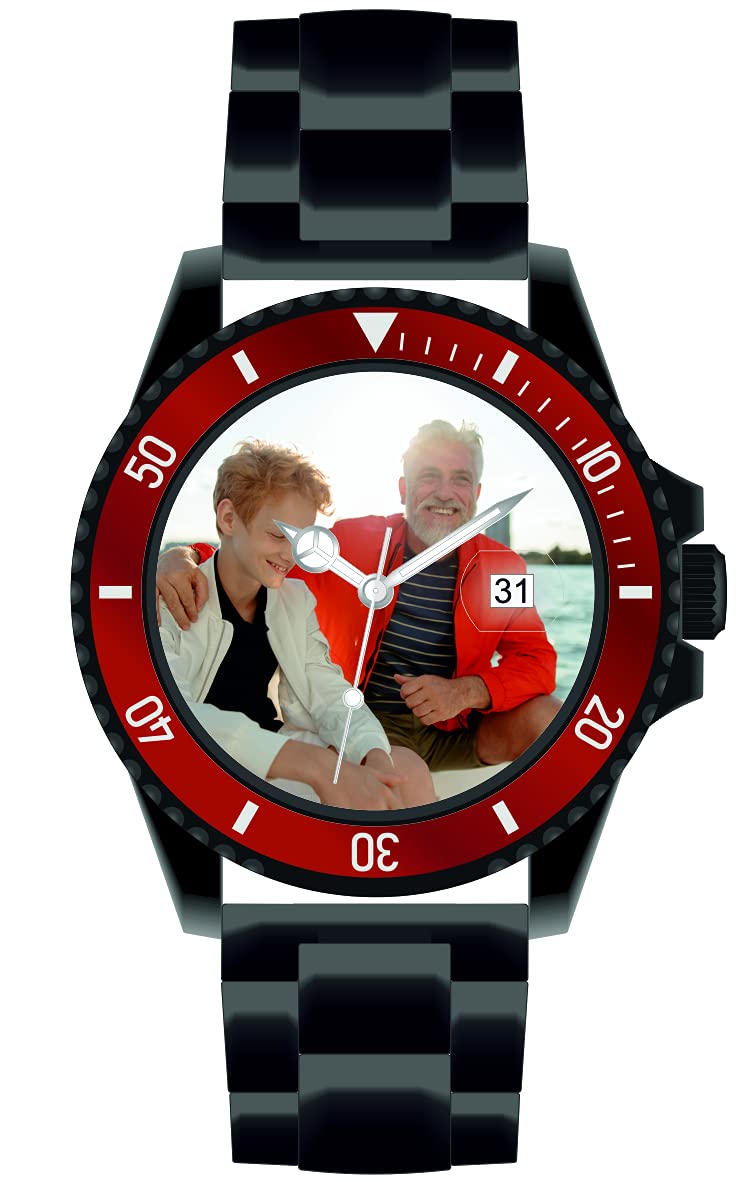memories Reloj con imagen personalizada reloj con foto 40mm acero inoxidable pulsera reloj de foto, Negro , Pulsera