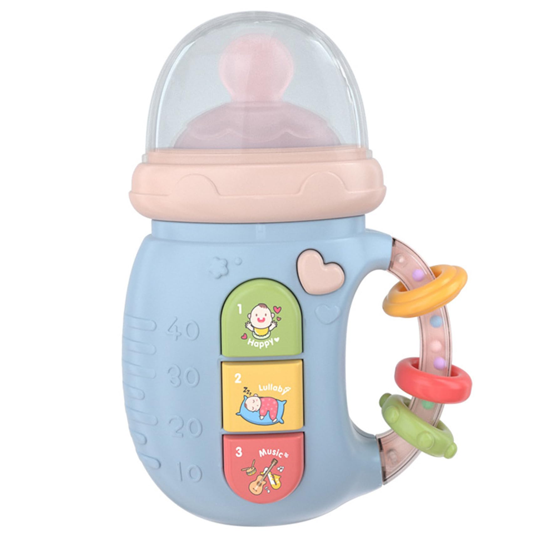 Musical Toys for Babies, Light Up Baby Rattle & Teether Bottle with Bilingual Sounds, Multi-Mode Educational Toy for Newborns 0-12 Months, Blue, Baby Musical Toys 0-6 Months