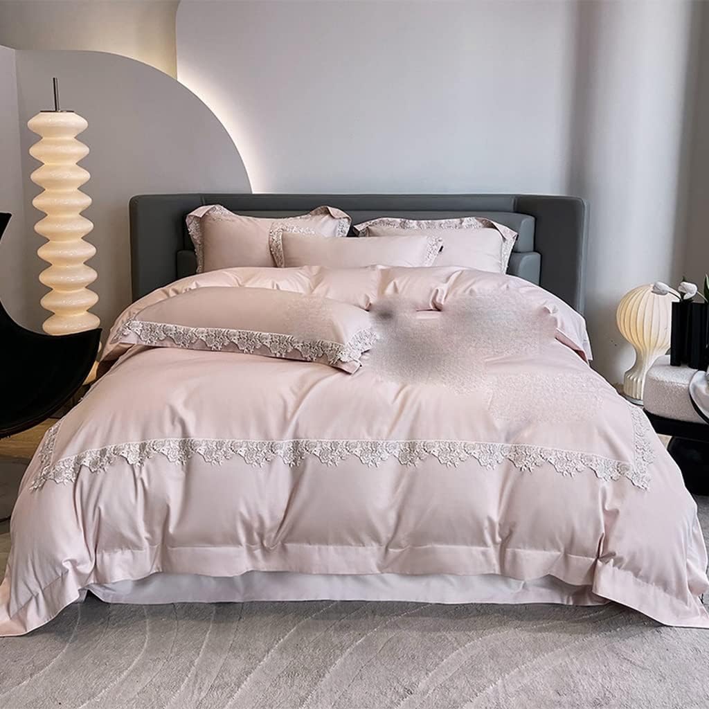 Bedding Four Seasons Smooth Naked Sleeping Long Staple Cotton Skin-Friendly Soft Four-Piece Bed Set(Black,200 * 230cm)