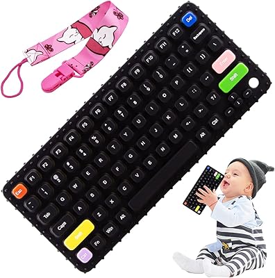 Besosay Baby Keyboard Teething Toys for Babies 0-3, 0-6, 6-12 Months | Soft Silicone Baby Keyboard Teethers Toys | Baby Fidget Toys 0-6 Months | Infant Teether Pacifier for Breastfeeding Baby Boy Girl