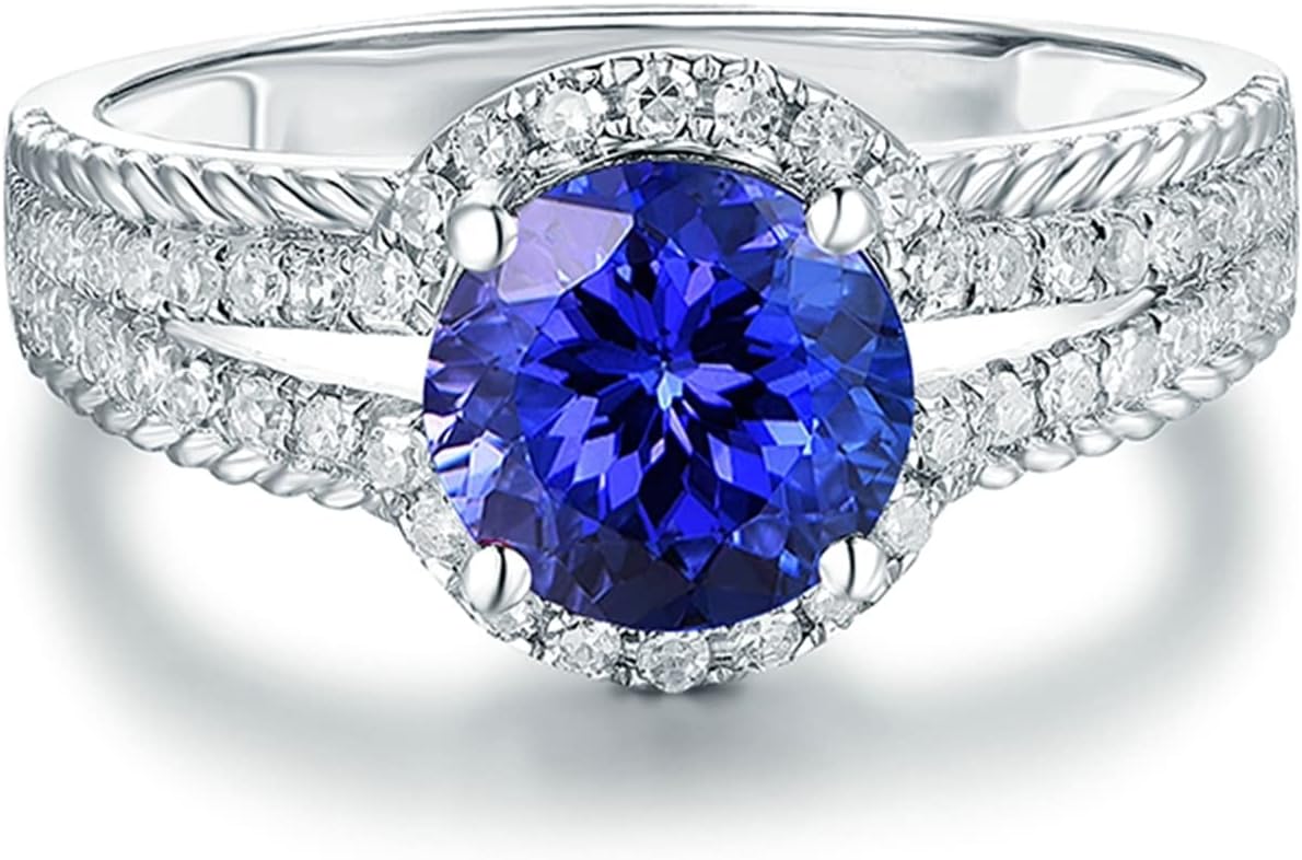 Engagement Ring 18K White Gold, Marriage Rings Engagement Elegant Round Shaped Rings Promise Gifts for Women