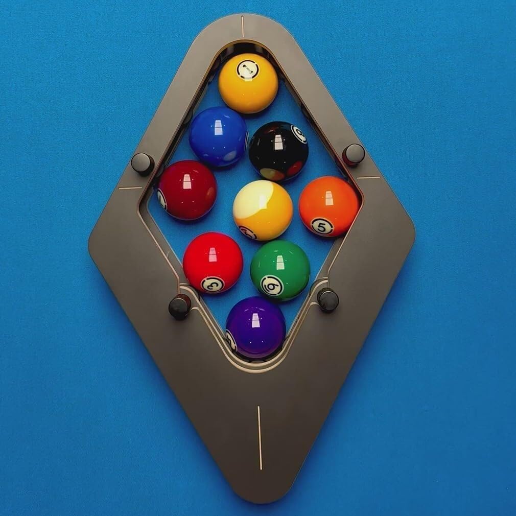 Gap-Free Professional Billiard Rack System - Heavy Duty Solid Wood Triangle/Diamond Rack for 8-Ball/9-Ball | Precision-Engineered, Adjustable Pool Table Accessories