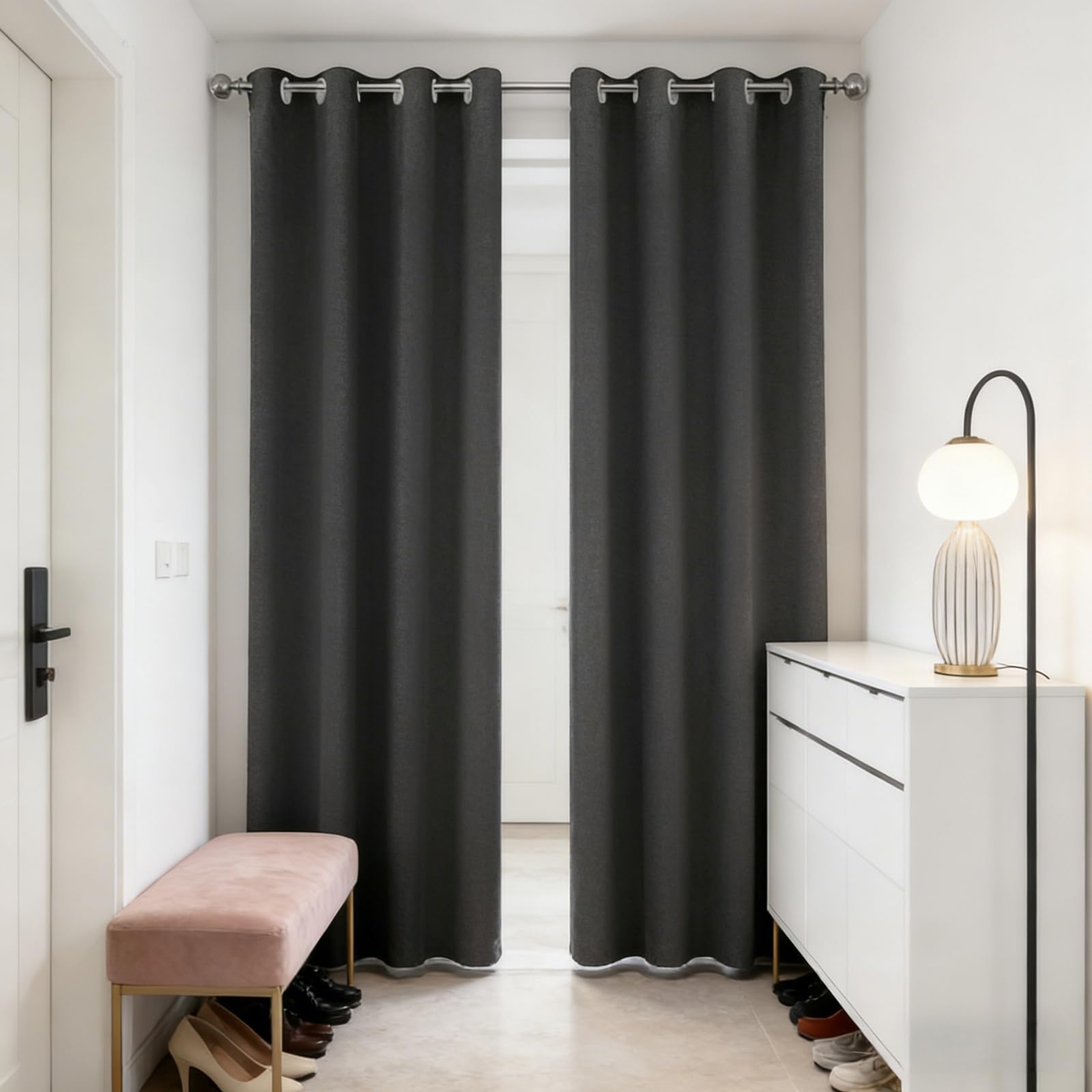 Rideau opaque 220x220 gris contre le vis-à-vis et le froid