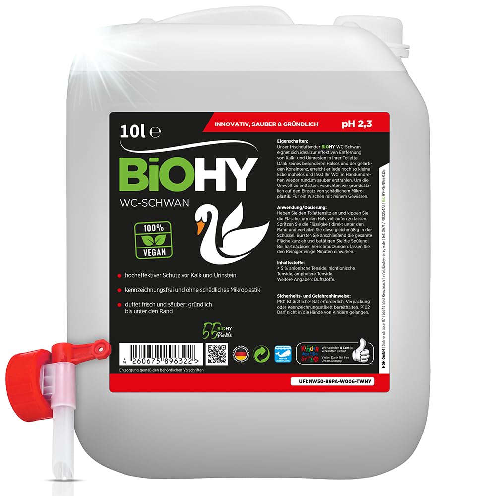 Toilet Swan (10l Canister) Discharge tap | Gloss Power Gel for hygienic Cleanliness Right up to The Edge | Long-Lasting Fresh Scent | Prevents limescale and Urine Scale (WC-Schwan)