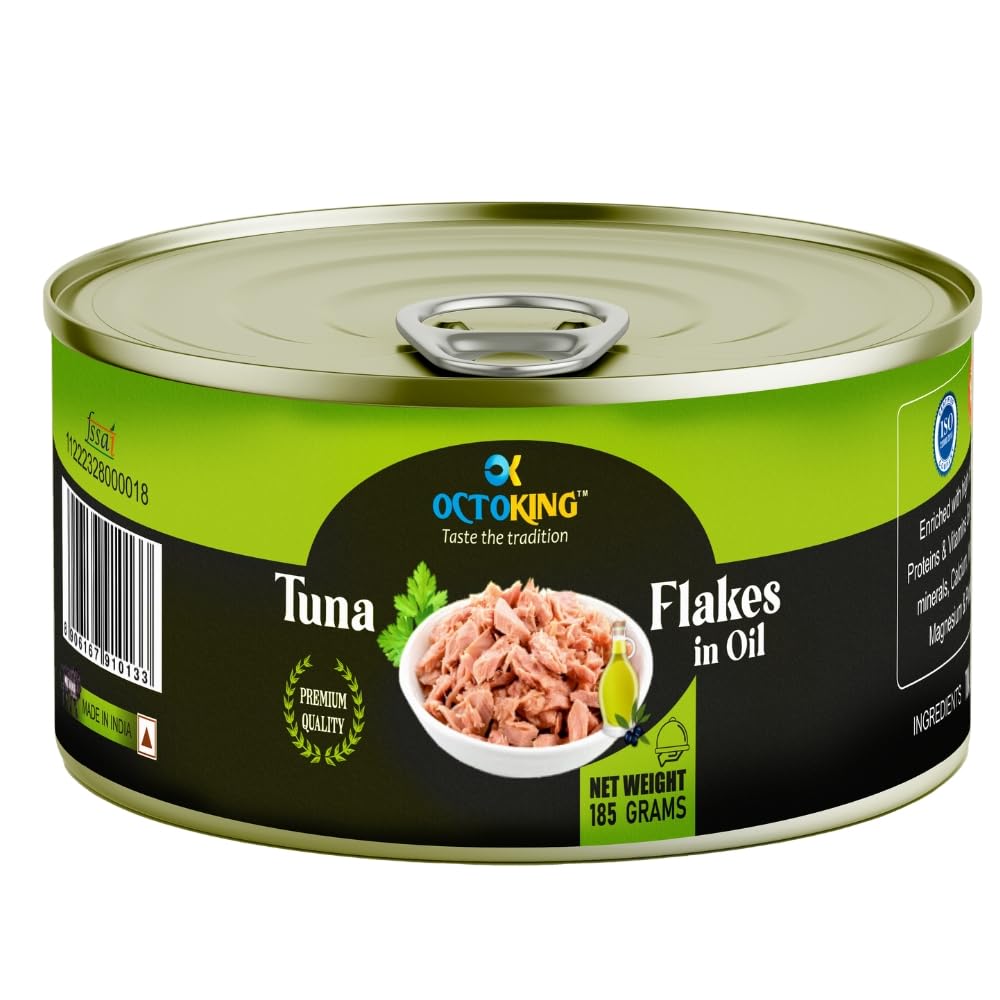 Octoking -Canned Tuna Flakes in Oil 185gm (Pack of 8) (B0BXNS2VQK) Amazon Price History, Amazon Price Tracker