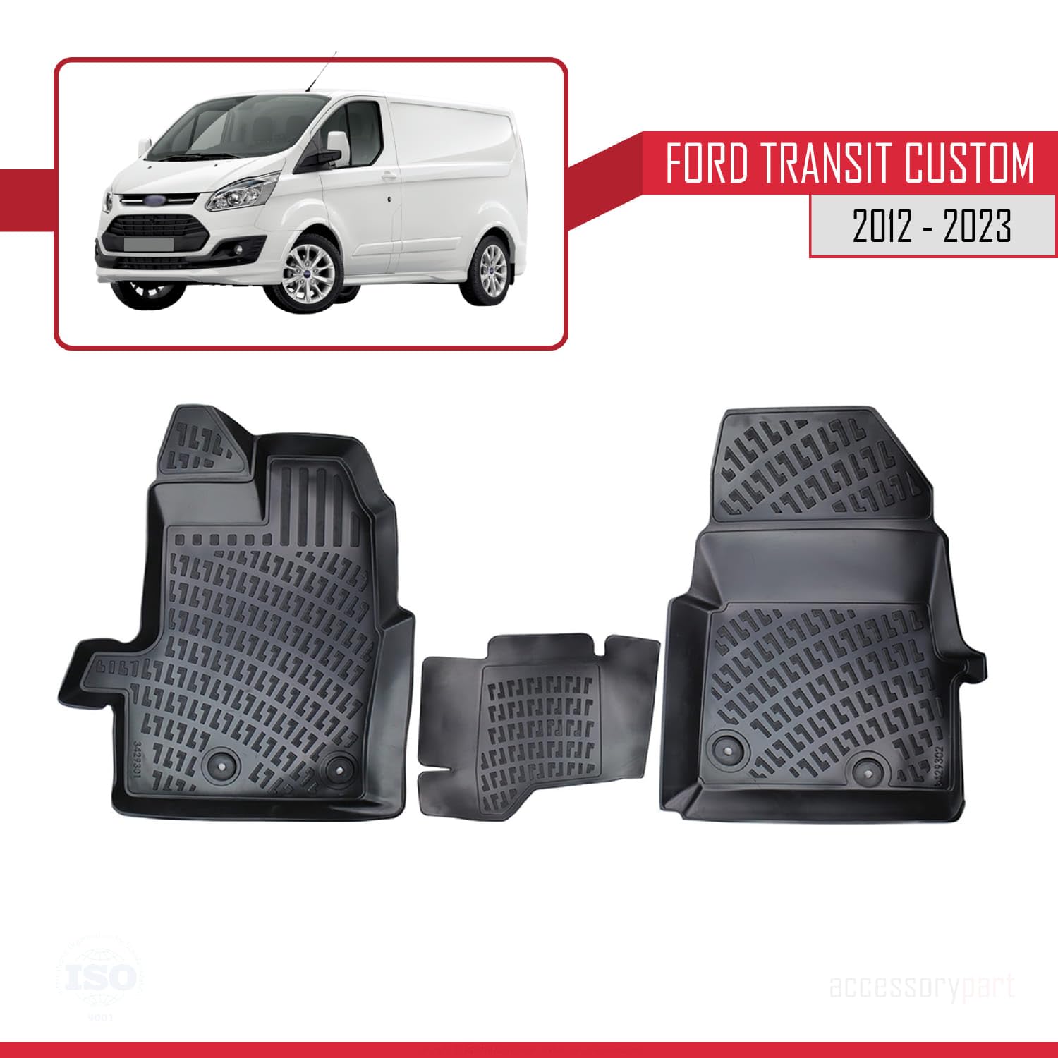 Lot De 2 Tapis De Sol Pour Ford Transit Custom 2013-2023 - Protection Marchepied - Fixation Velcro - Faciles à Installer