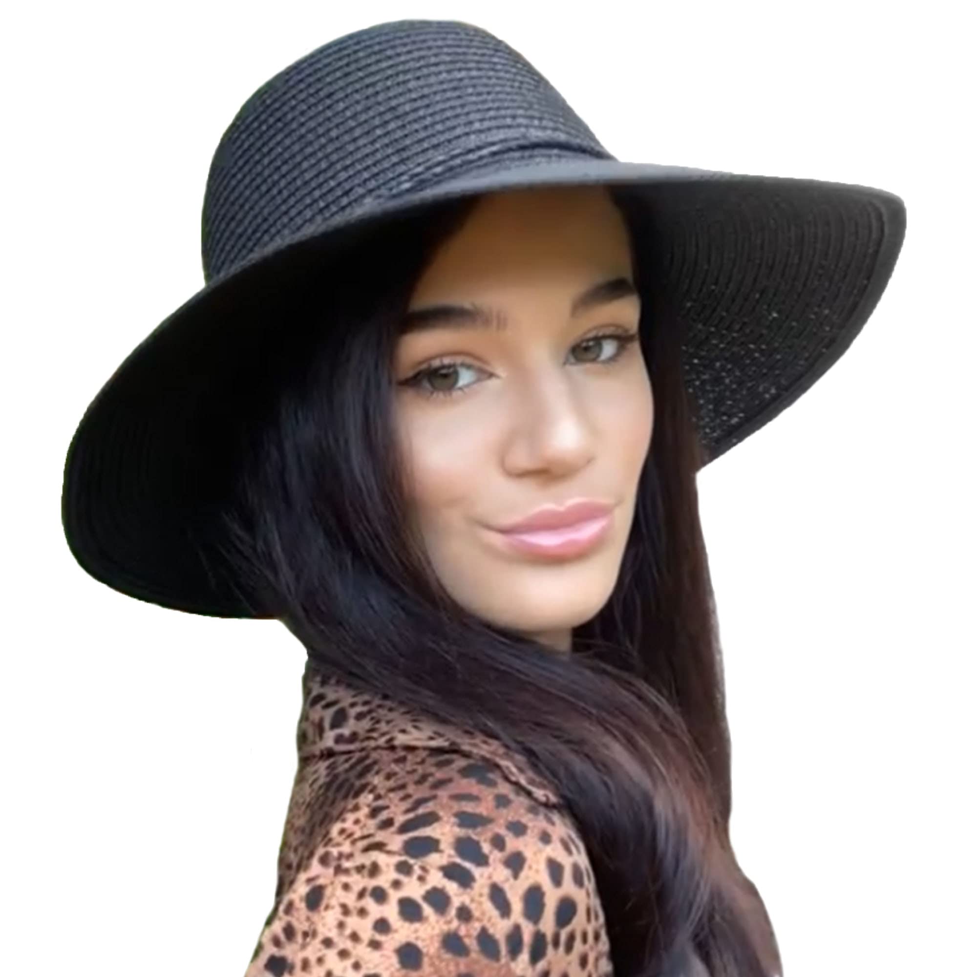 TOSKATOK Sombrero Panama Paja Mujer de Verano de ala Ancha Sombrero de Playa Plegable Gorro del Sol