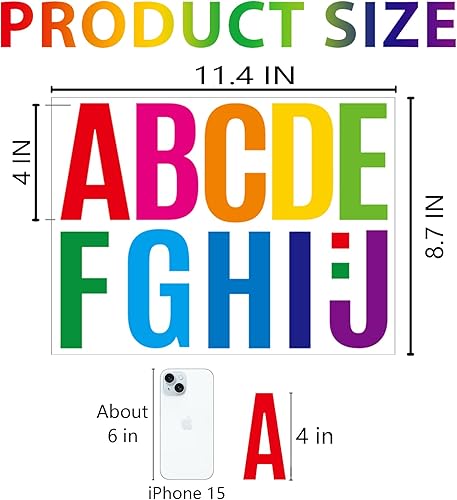 Miniatura 3 de 272 piezas de 24 hojas de calcomanías de letras grandes, letras de tablero de anuncios de 4 pulgadas, letras adhesivas de vinilo para tablones de
