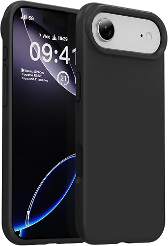 ZUSLAB Silicone Case Compatible with iPhone 17 Air 6.5 Inch 2025, Lightweight Phone Case, Wireless Charging Compat., Liquid Silicone Gel Rubber Cover, Anti-Scratch TPU Protective Bumper, Black