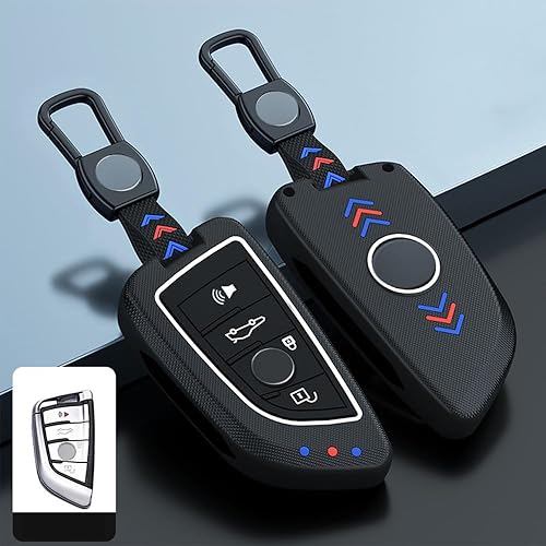 Miniatura 3 de Funda para llavero de ABS esmerilado con botón luminoso para BMW 2 5 6 7 Series X1 X2 X3 X5 X6 con llavero