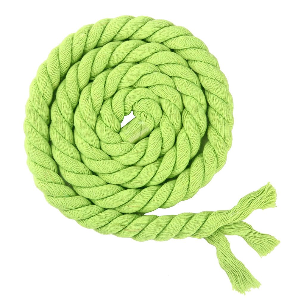 Cuerda de macramé de algodón de 10 mm, cuerda trenzada de 3 hebras de algodón natural para manualidades, colgar en la pared, colgador de plantas, tapiz de tejido (verde, 100 m)