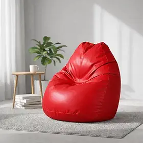 Puff Grande Redondo Com Enchimento Confortável Para Sala Quarto Escritório Gamer(Vermelho)