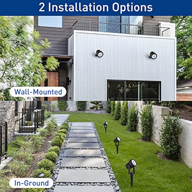 T-SUNUS Solar Landscape Spotlights, Solar Garden Spot Light IP65 Waterproof 9.8ft Cable, 2000mAh Separated Solar Panel, Auto On/Off for Garden Driveway Pathway Pool Area(Warm White 3000K)