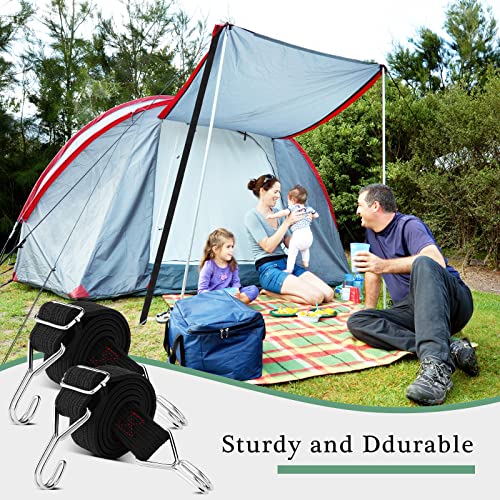 12 Pcs Black Adjustable Bungee Cords With Hooks 40" Long Flat Heavy Elasticity Straps Bulk Duty Bungee Straps Elastic Luggage Rope For Outdoor Moving Cargo Bike Luggage Rack Tent Gardening Camping #TOP5