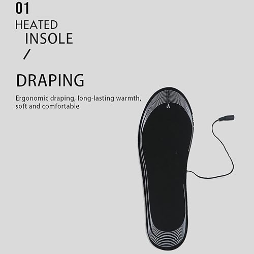 Miniatura 6 de 1 par de plantillas eléctricas con calefacción, carga USB, plantilla de zapatos calentada que mantiene el calor ligero, EVA recargable, plantillas