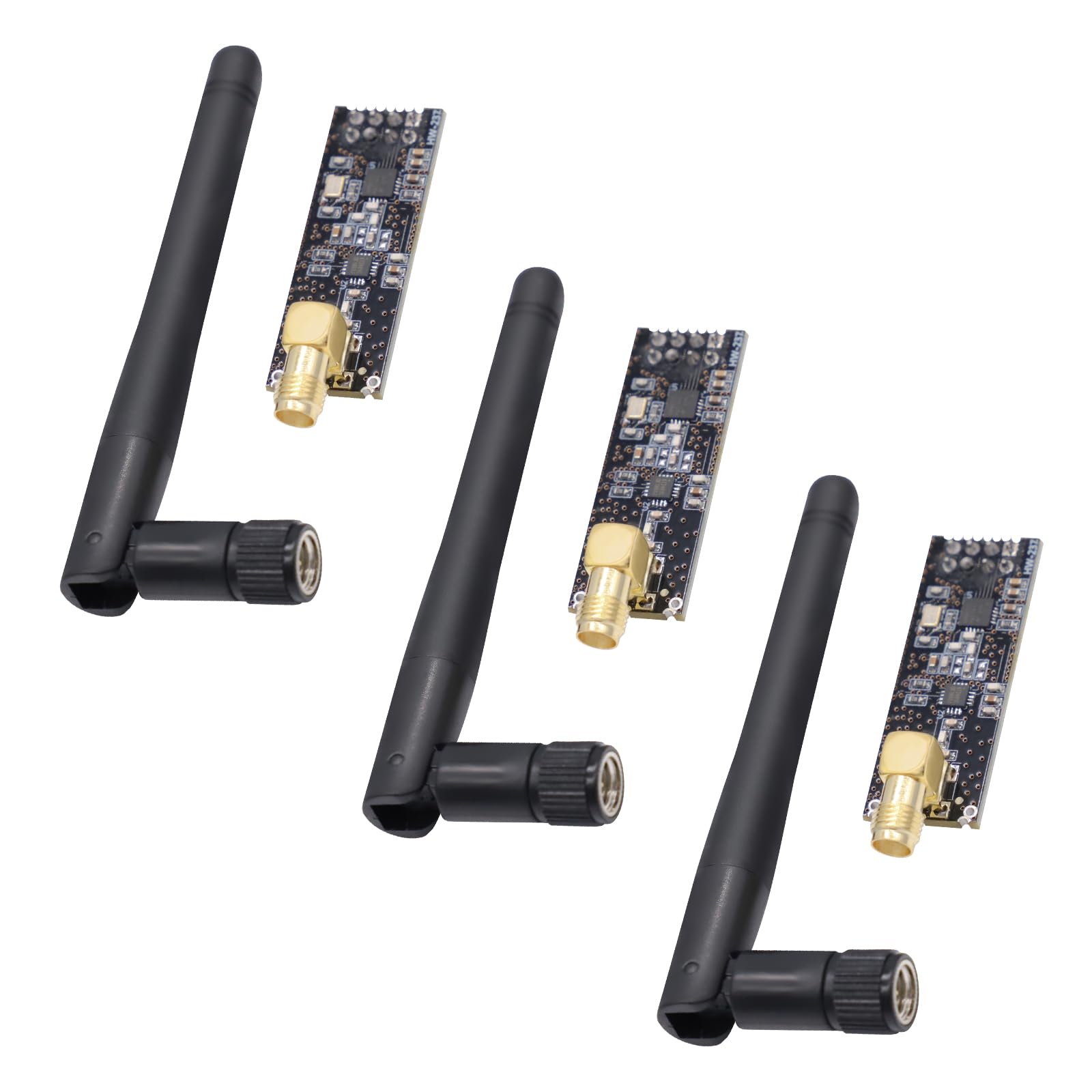NRF24L01+PA+LNA Module RF avec antenne SMA, émetteur-récepteur sans Fil 2,4 GHz, Compatible avec Arduino et Raspberry Pi, portée Jusqu’à 1100 m(3PCS)