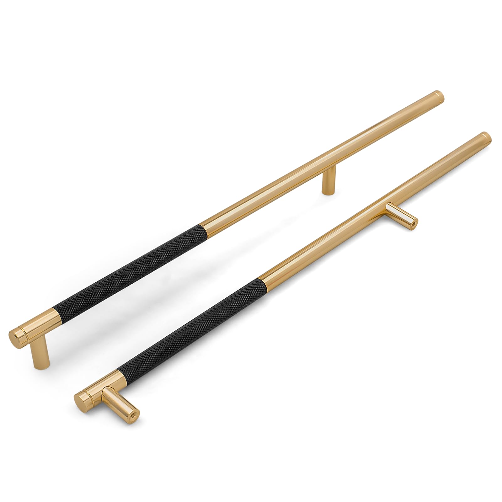 2 Tiradores para Muebles Modernos Dorados Distancia de Perforación 256mm Tirador de Cajón con Tornillos Para Armario de Cocina, Armoire, Librería, Tocador (Negro Dorado)