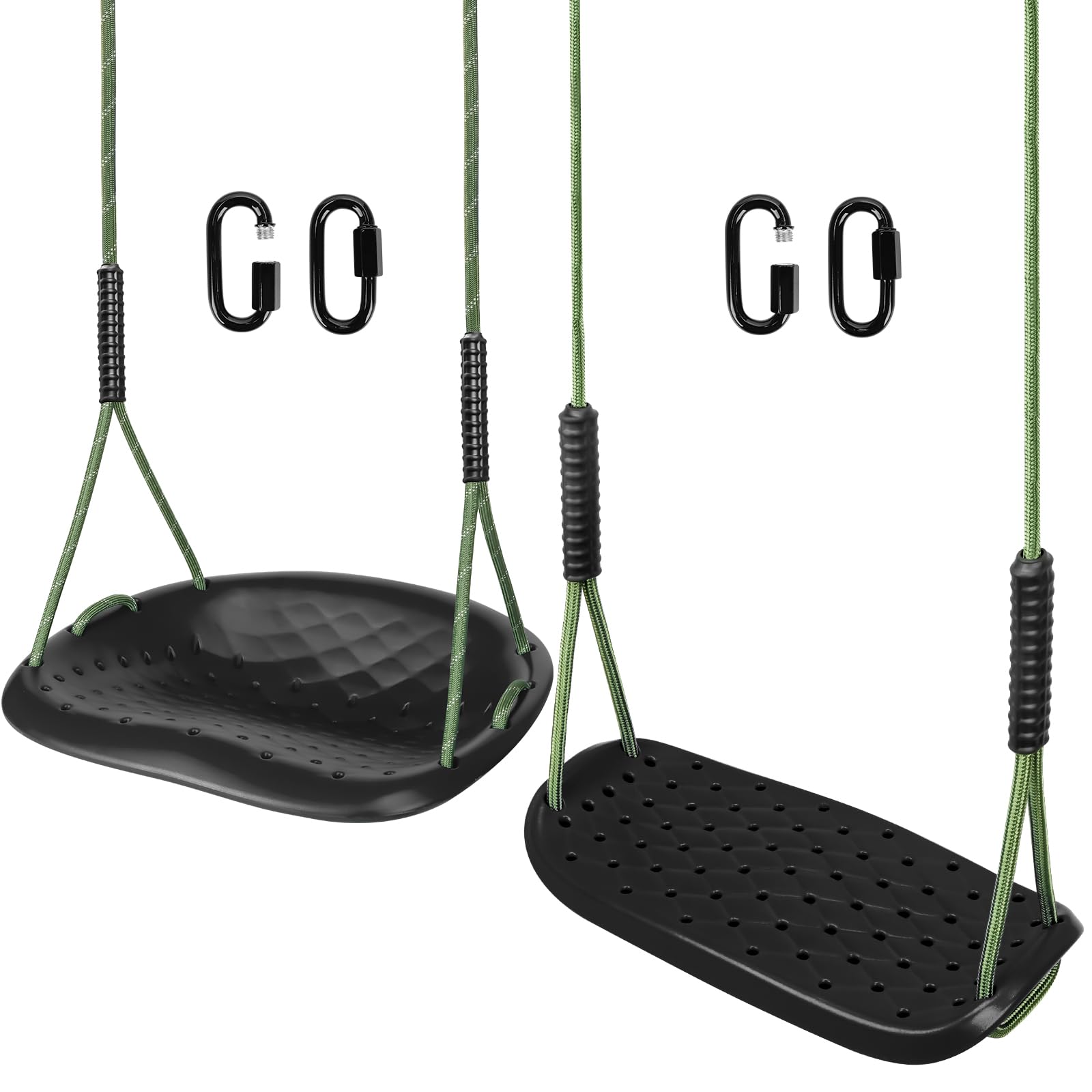 2 Pack Toddler Swing &amp; Anti‑Slip Flat Swing Seat, Black