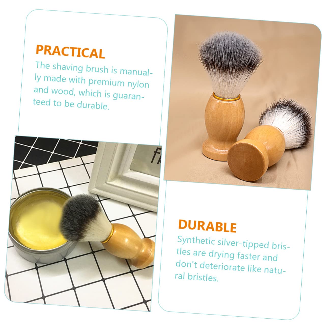 4 Pcs Shaving Brush Shave Brush for Men Wood Handle Shave Brush Shave Accessory Salon Shave Brush Shaving for Men Beard Brush Barber Brush Barber Supplies/3944