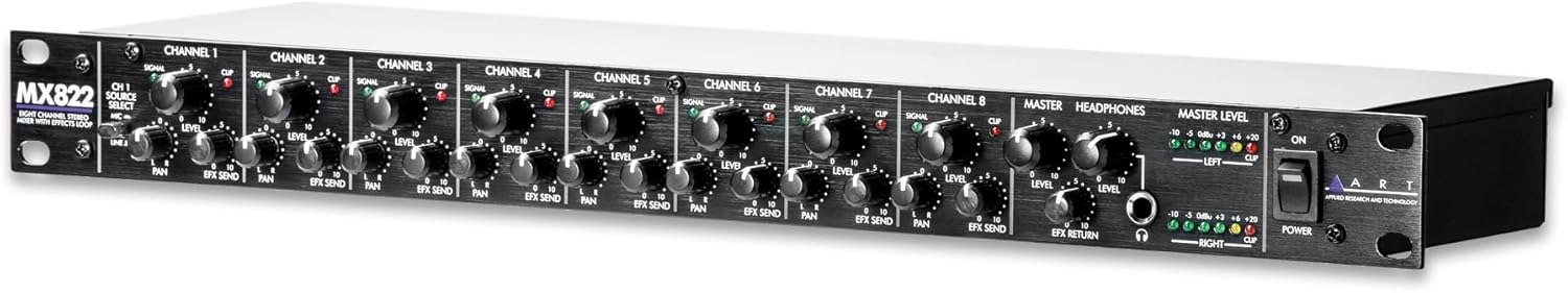 ART MX822 Eight-Channel Rack Mount Stereo Mixer