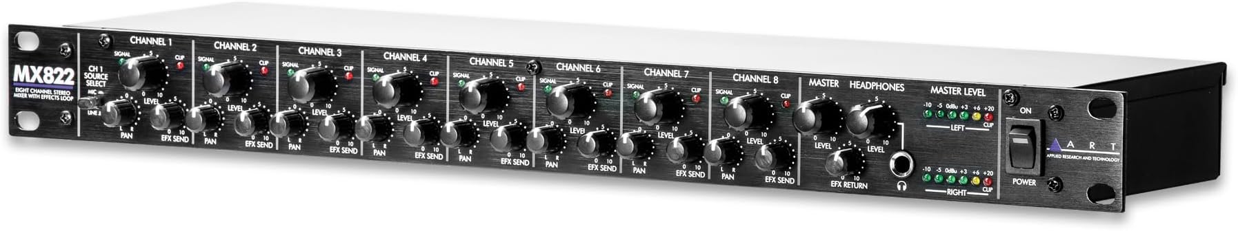 ART MX822 Eight-Channel Rack Mount Stereo Mixer
