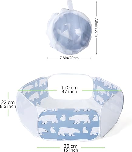 Miniatura 4 de Tienda de campaña grande para niños y niñas, para interiores y exteriores, con bolsa de transporte, pelotas no incluidas (oso)
