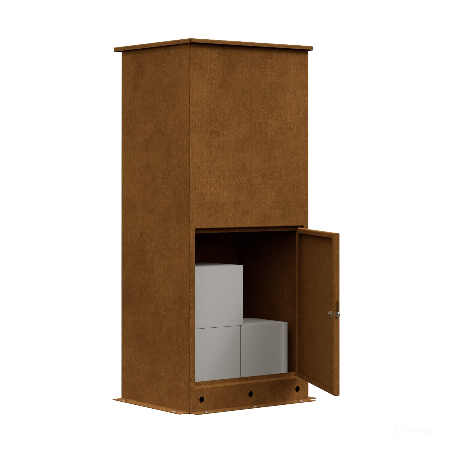 Briefkasten, Design Standbriefkasten und Paketbriefkasten Knox aus Cortenstahl - Bravios