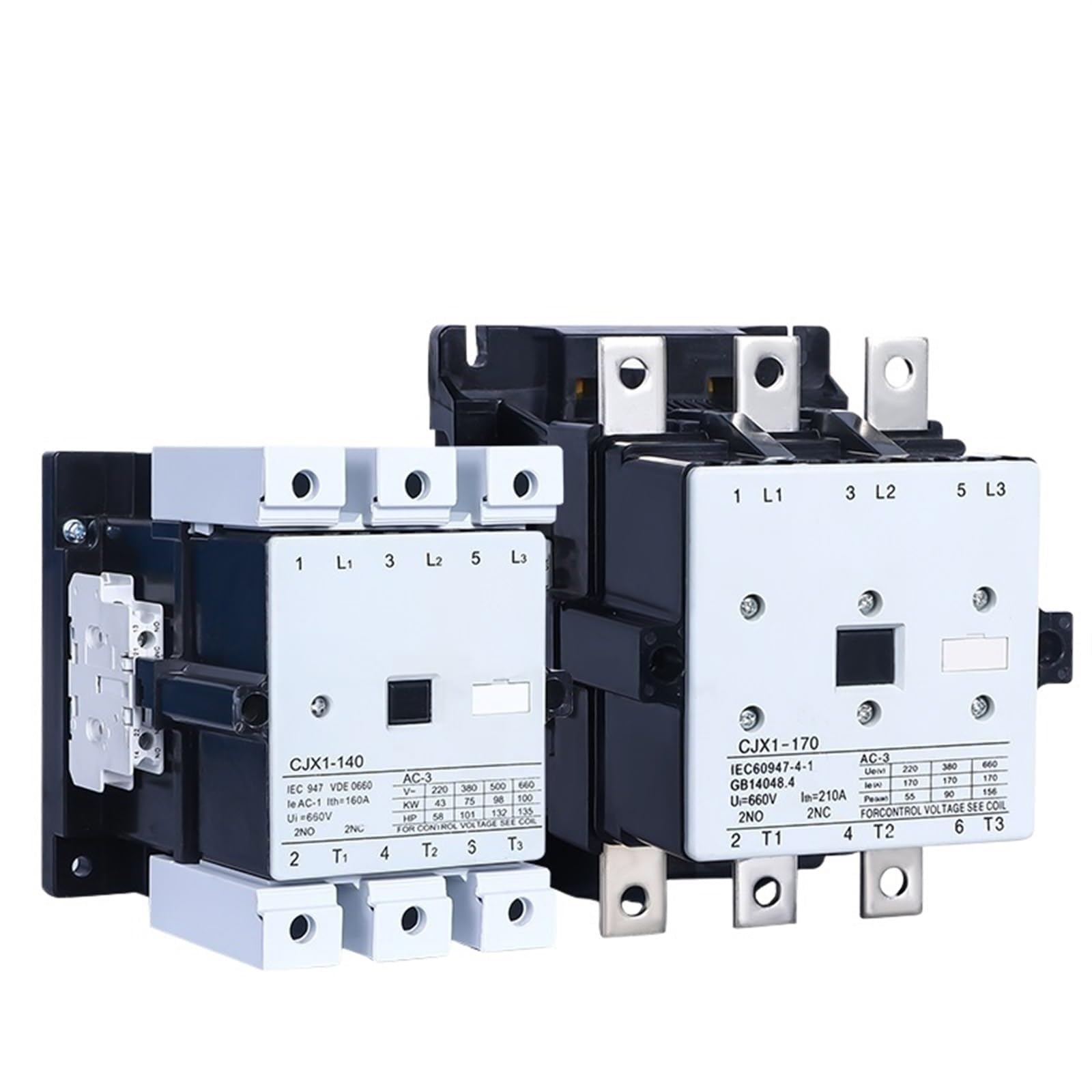 CAAUYXZW AC Contactor CJX1-85/110/140/170/250 75-250A Three Phase Coil Voltage 24v-380v 2NO 2NC 1Pcs(CJX1-85-22,220V)