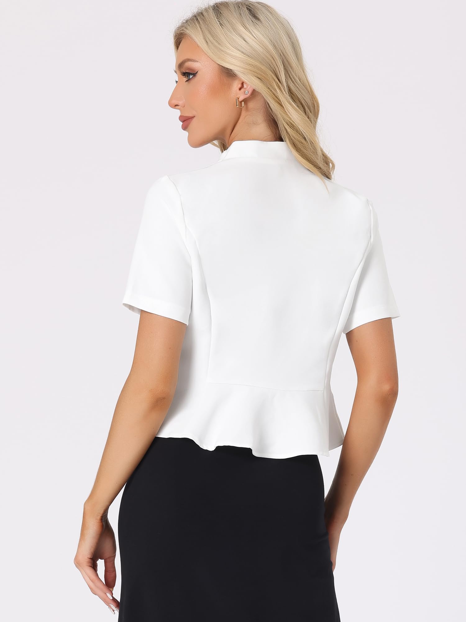 Allegra K Blazer a maniche corte per abito da donna giacca da lavoro cardigan senza colletto