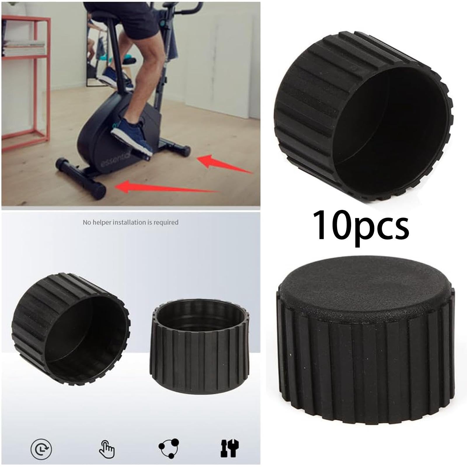 Tappo Terminale per Attrezzatura Fitness Nero Robusto per Tubo Riparazione Stepper Panca Pesi Macchina Ellittica