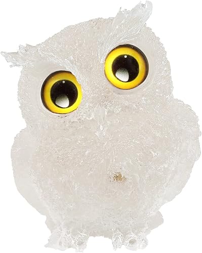 SUNYIK Estatua de bolsillo de cristal de pájaro de búho de resina tallada figuras de animales de piedra pulida decoración de ventana de mesa del