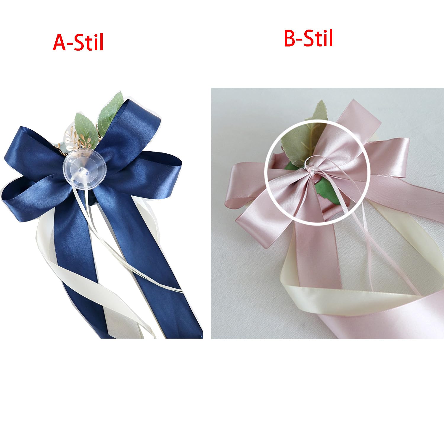 Autoschleifen Seidenblume Simulation Blume Schleife Autoschmuck Auto Car Türgriffleiste Rückspiegel Hochzeit Stuhl Zurück Dekorative Blumen für Kirche Hochzeitsauto Hochzeit Beerdigung Party