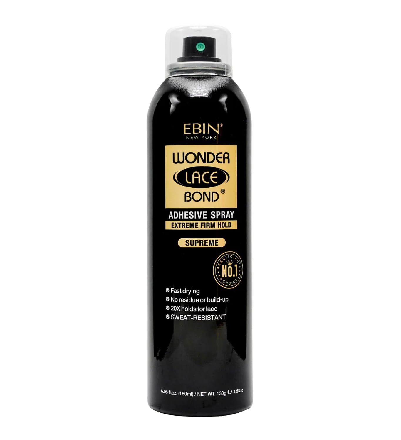 EBIN NEW YORK Wonder Lace Bond Adhesive Spray Supreme - Extreme Firm Hold 180ml | Supreme Use, Fast Drying, No Residue, No Build-up, Powerful Hold, All-day Hold, Easy Daily Wig Install