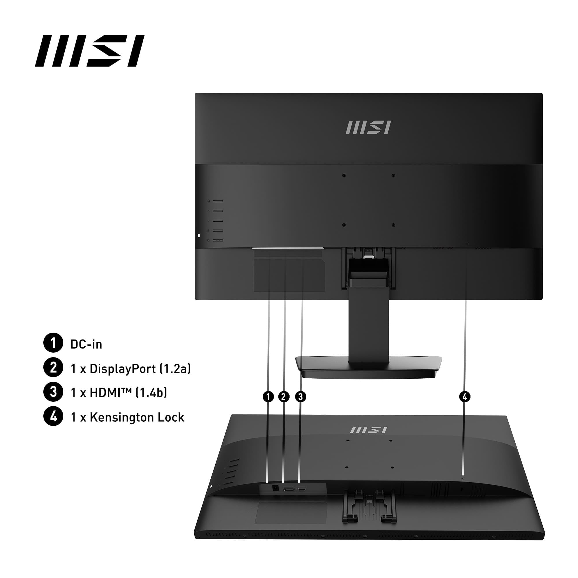 MSI PRO MP2412DE 23,8 Zoll Full HD Office Monitor - 1920 x 1080 VA Panel, 100 Hz, augenfreundlich, VESA montierbar, Display Kit Support, neigbar - HDMI 1.4, DP 1.2a