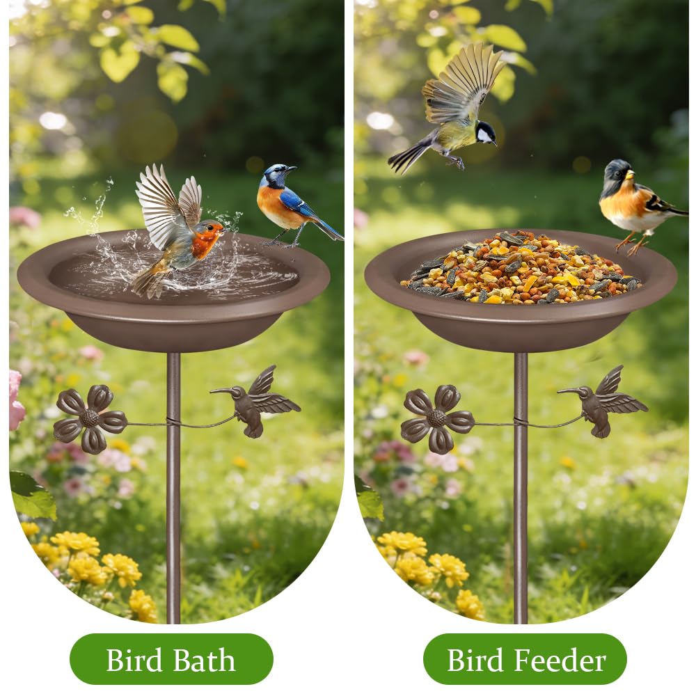 Bseical Abreuvoir pour oiseaux debout - Bain d'oiseaux pour l'extérieur - En métal - Pour oiseaux - Résistant à l'hiver