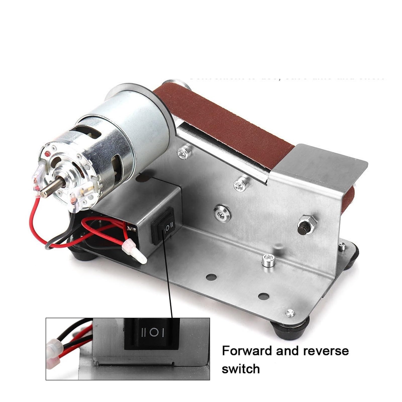 Polerka, szlifierka oscylacyjna, Wielofunkcyjna mini elektryczna szlifierka taśmowa DIY szlifierka do polerowania pasów szlifierka do ostrzenia krawędzi noża do szlifowania, polerowania(Stand)