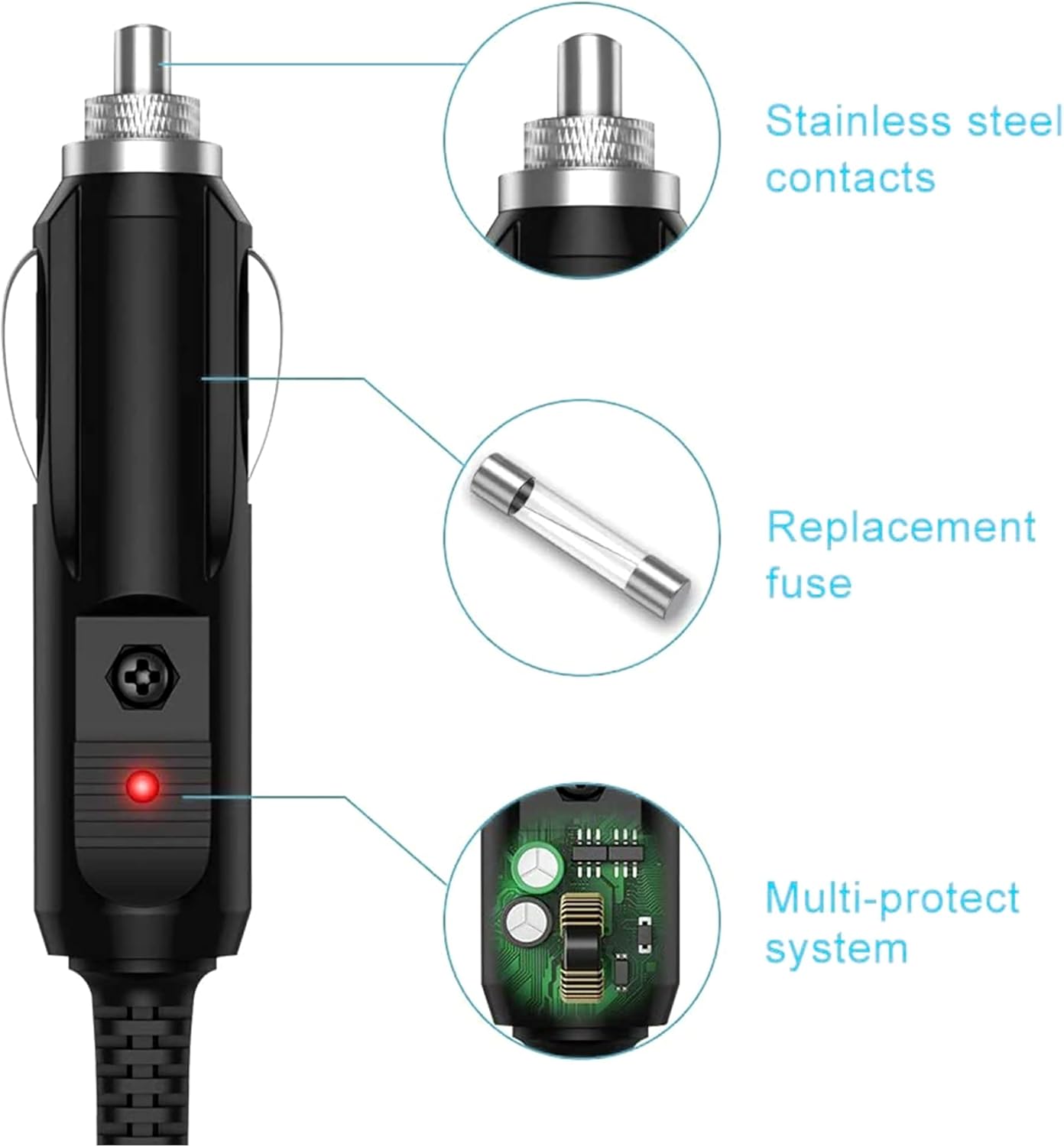 Diagram showing internal components of the car DC adapter