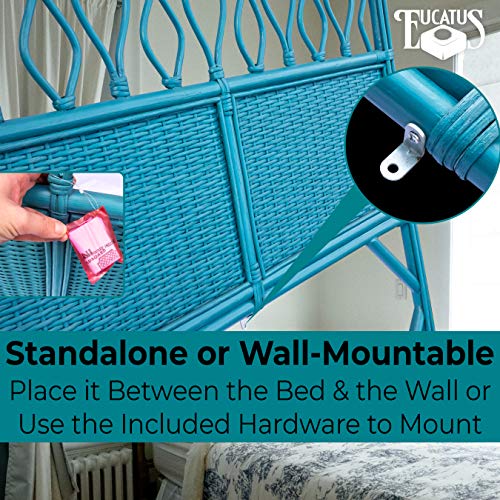 Boho Style Teal Blue Wicker Twin Size Headboard. Shabby Chic Rattan Single Headboard Perfect for XL Dorm Beds, Guest Rooms, Kids Rooms and Vacation Beach Houses. Stand Alone or Wall Mountable Only - Image 5
