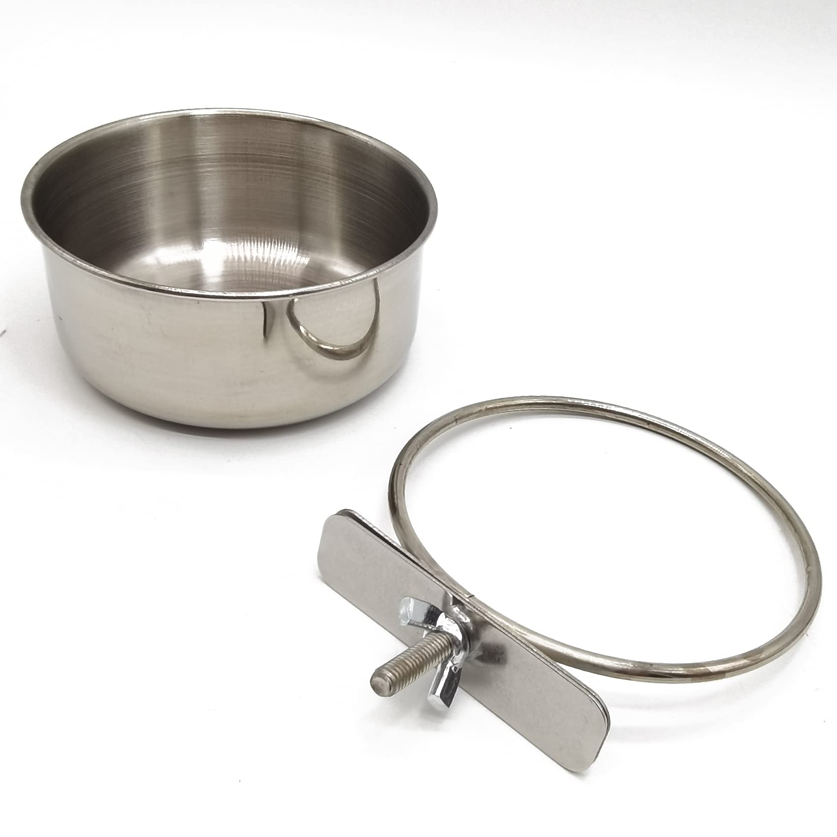 RONYOUNG 2PCS Bird Feeding Dish Cups with Spoon, Parrot Food Bowl Clamp Holder - Stainless Steel Coop Cup, Bird Cage Water Bowl for Parakeet African Greys Conure Cockatiels Lovebird Budgie Chinchilla - image 2