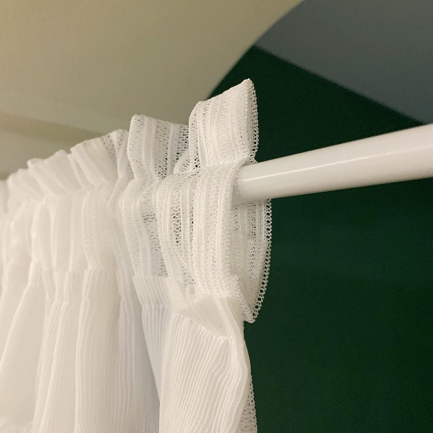 Surwin Geometria Tenda da Cucina a Vetro Corte Moderna Reticolo Ricamo Tenda da caffè Mantovane per Finestre Piccole Tende per Soggiorno, Camera da Letto, Bistrot, Bagno (45x137cm,Arancia