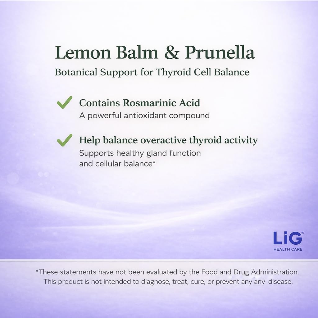 LIG Thyroid Soothe – Iodine-Free Formula for Overactive Thyroid – Immune Support - Heart & Digestive Health with Lemon Balm & Honeysuckle Flower - 60 Capsules — Amazon image 5