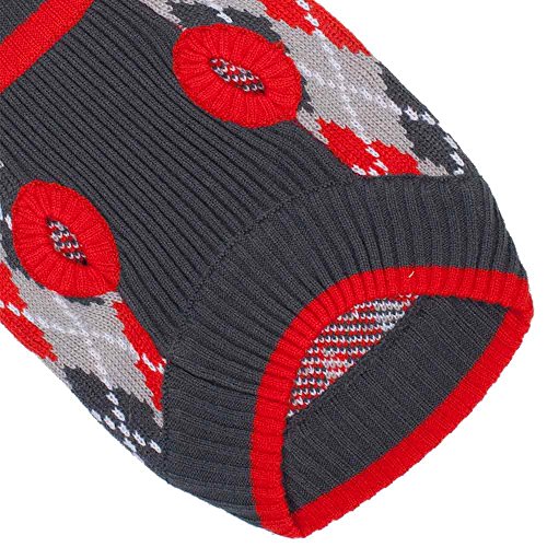 Pull-over pour chien Blueberry Pet jacquard gris et rouge T41