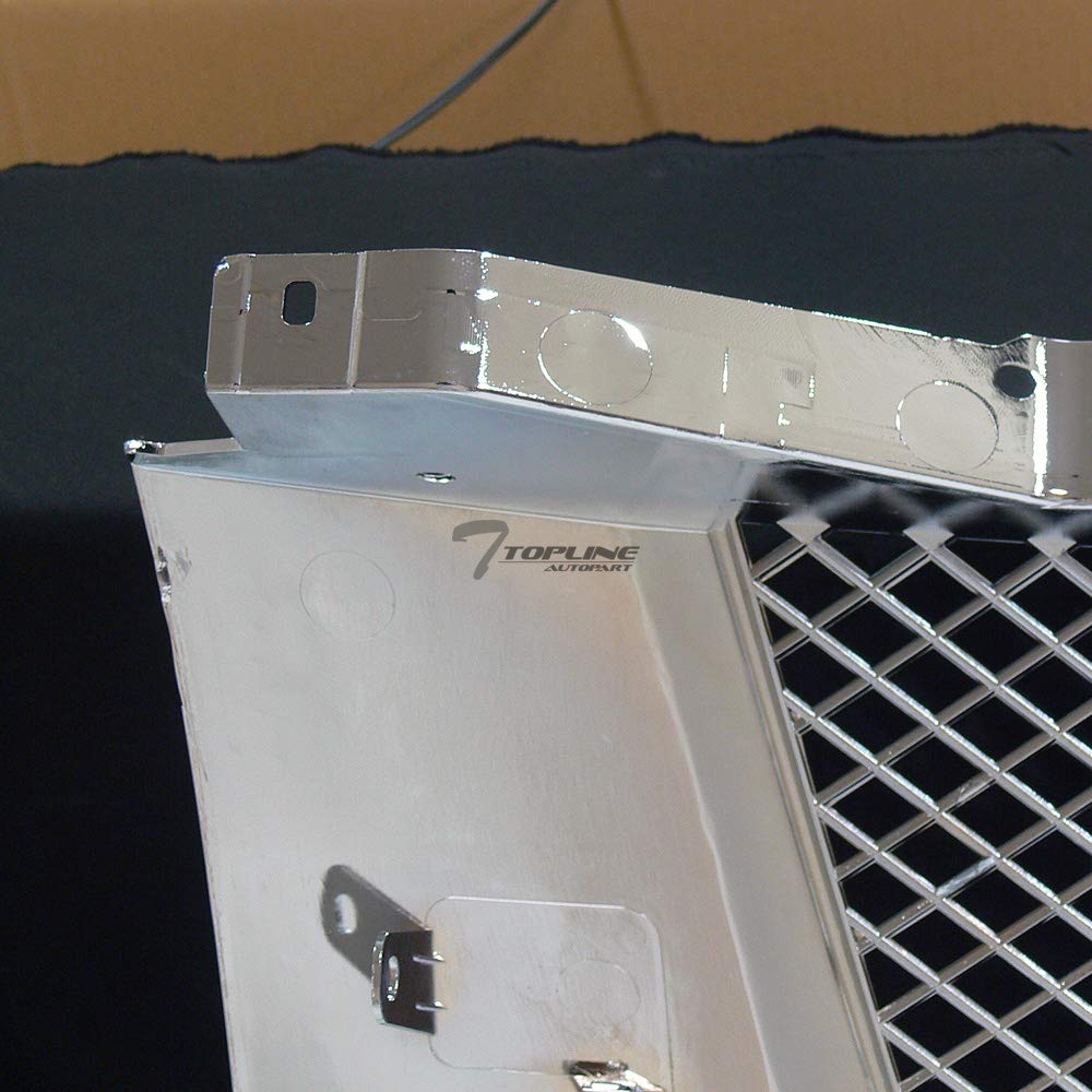 Luxury Sport Mesh Front Hood Bumper Grille Chrome - Compatible With 2007-2014 Cadillac Escalade and 2007-2013 Escalade EXT Models, Direct Bolt-On Replacement Front Grill for Premium Look