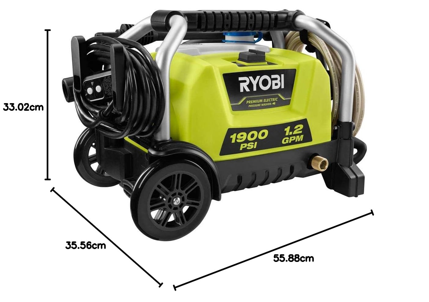 Amazon | 1900 PSI 1.2 GPM 冷水 車輪付き コード付き電気圧力洗浄機