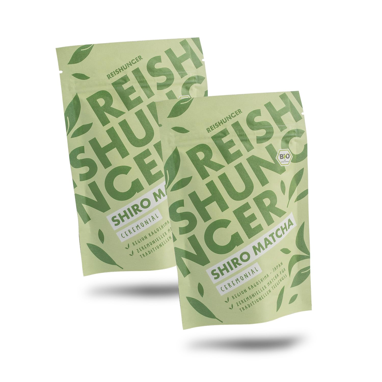REISHUNGER – Bio Shiro Matcha Ceremonial – 2 x 50 g – Premium Matcha in Bio-Qualität – Perfekt als Tee & den perfekten Matcha Latte – Jadegrüne Farbe & sanft im Geschmack