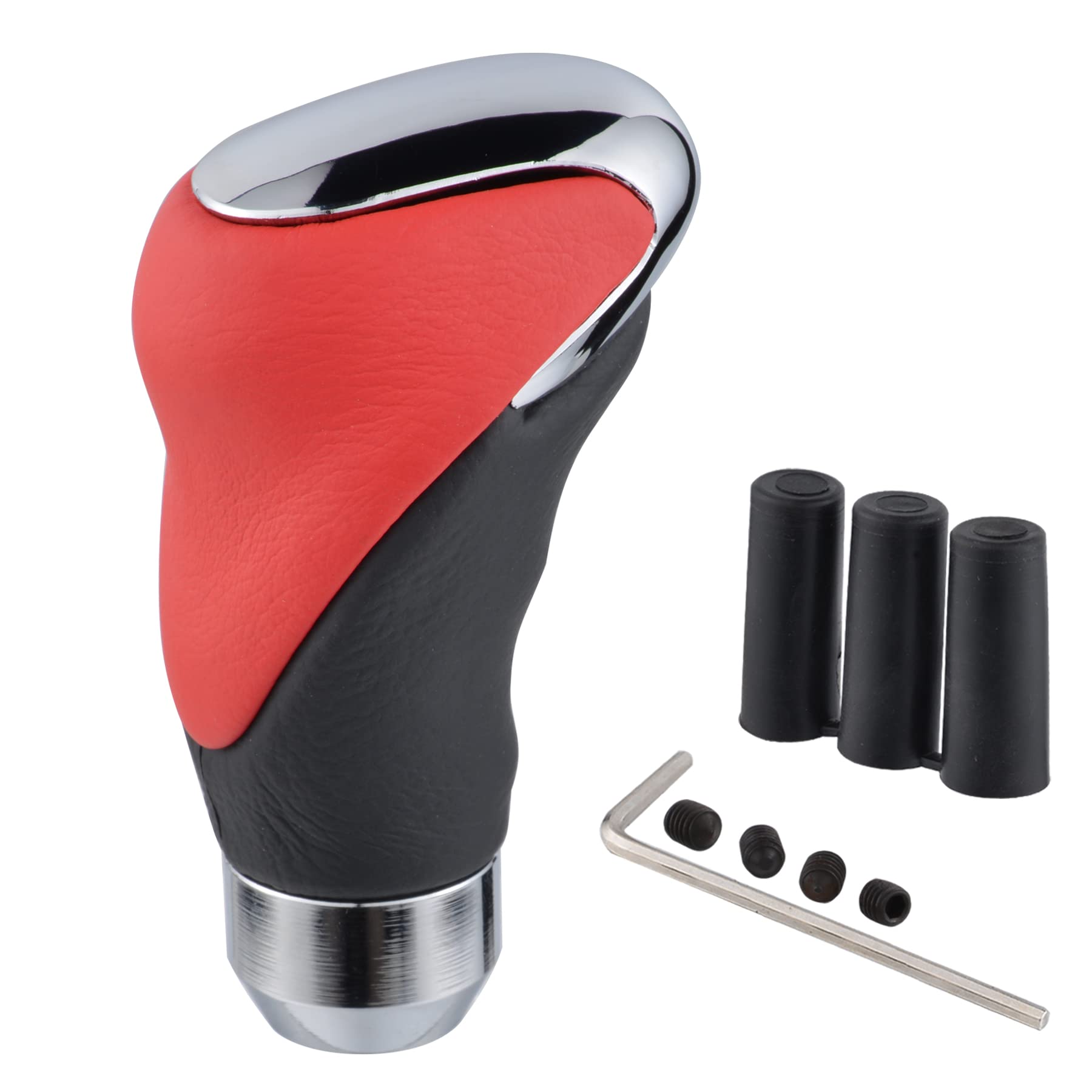 Padaodao Leather Gear Knob Shift Knobs Lever Stick Shifter Handle for Most Manual Automatic Vehicles SUV Cars, Red