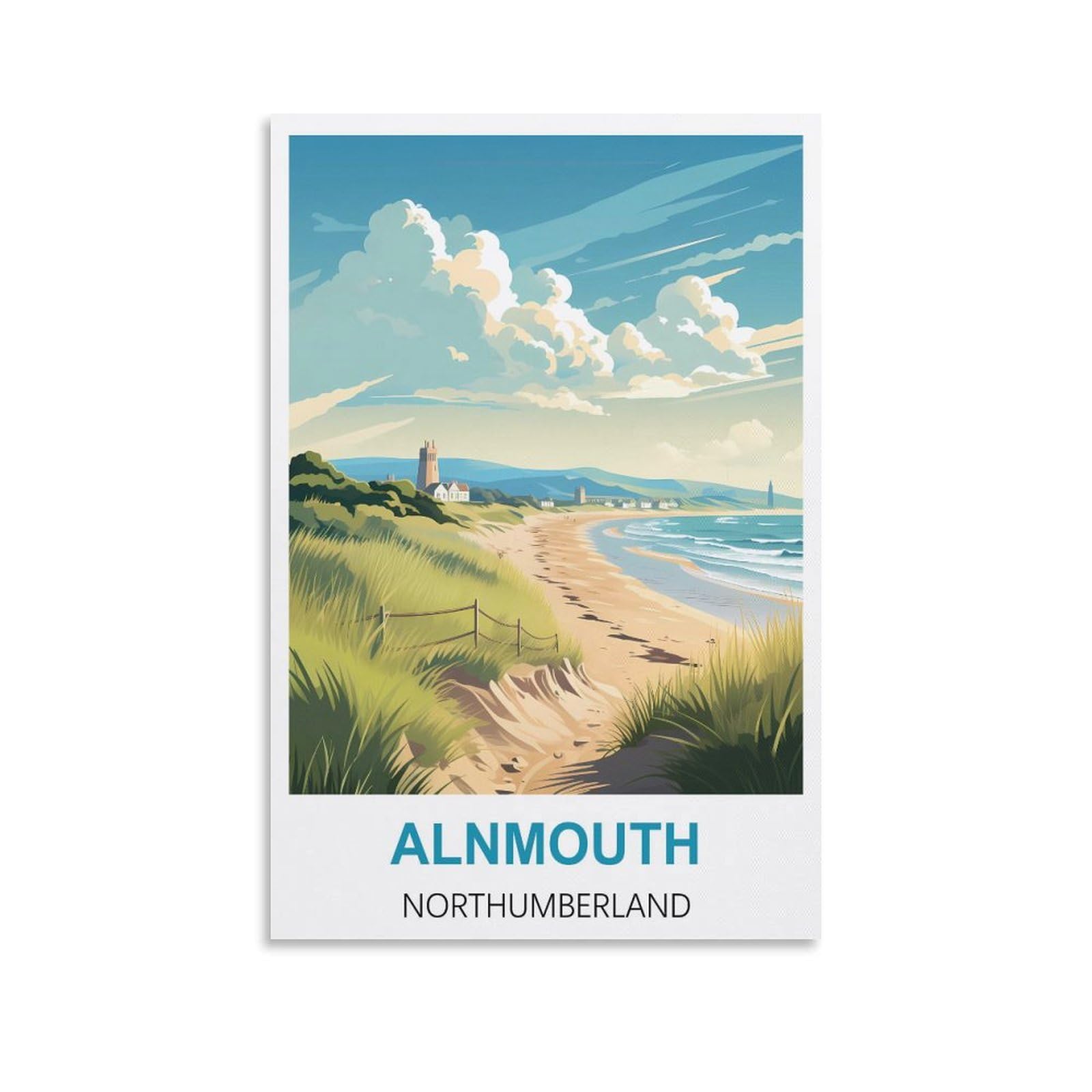 Vintage Metal Tin Sign for Cafe Alnmouth Northumberlands Vintage Signs Home Kitchen Rustic Travel Metal Signs Wall Art Decor 30x30cm