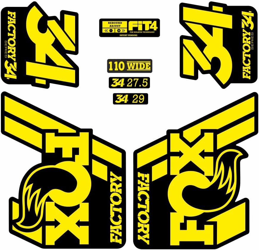 Fork Replacement Suspension Decal Sticker Compatibale for Fox 34 Float 2018-19 Series Yellow (Glossy)
