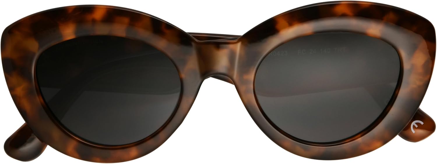 French Connection Women's Pixie Sunglasses Oval, Tortoise, 49mm