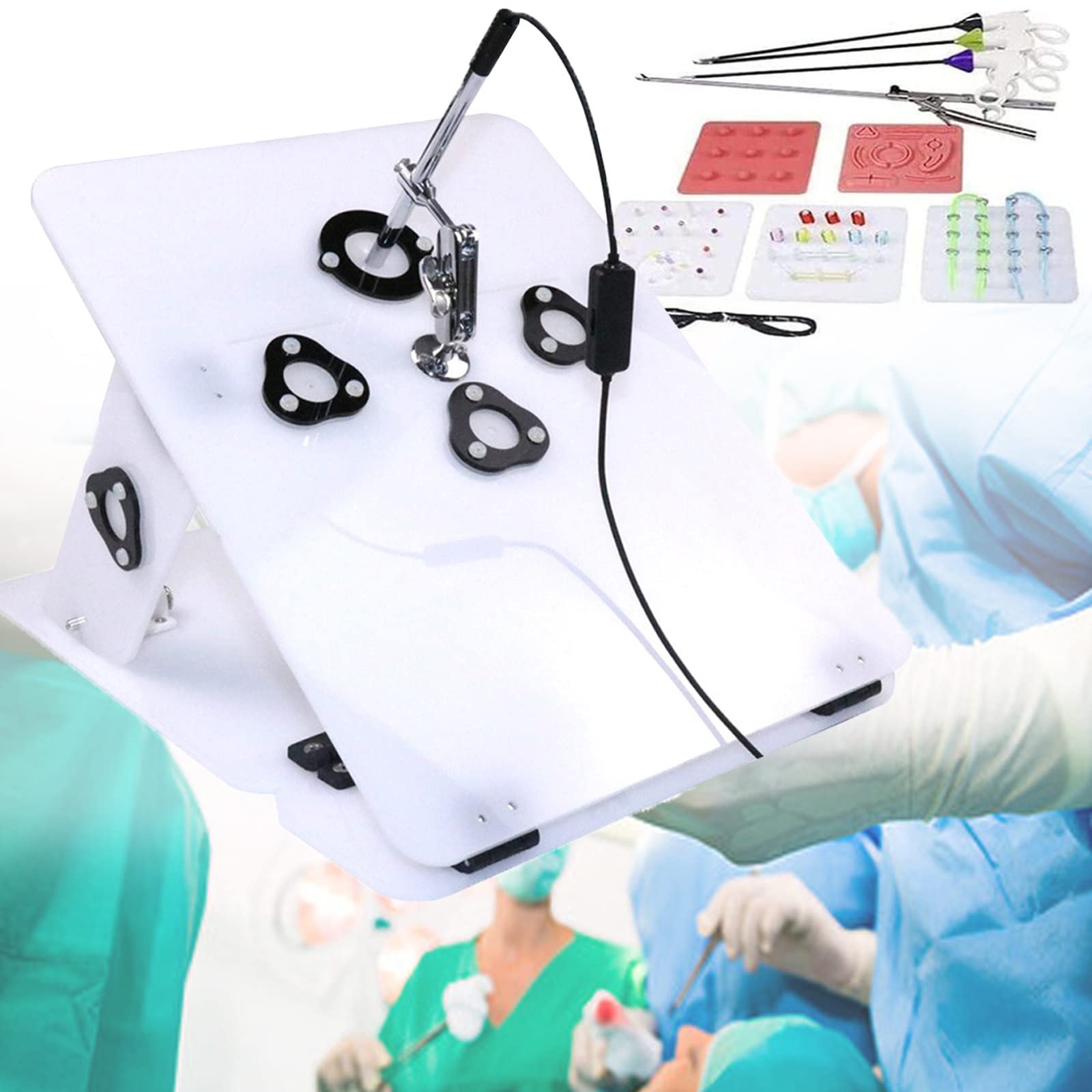 Simulateur de Chirurgie Laparoscopique,Kit de Simulateur de Chirurgie,6 Modules de Formation Et 4 Outils Chirurgicaux, pour Les éTudiants en Soins Infirmiers pour La Formation à l'enseignement